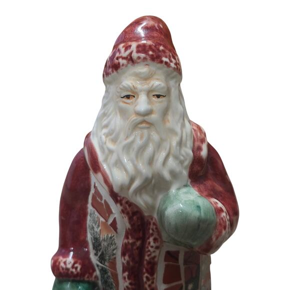 Vtg 14” Ceramic Santa Figurine Mosaic Christmas Holiday Decor Red Green Classic - Picture 10 of 12